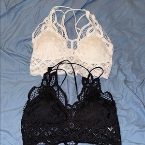 Lace Bralette Set - Black & White